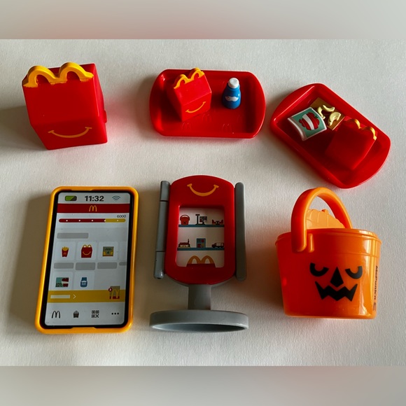 McDonald's Other - Lot of Lil McDonald's Miniatures Trays, Menu Sign, Pumpkin Bucket,Happy Meal Box